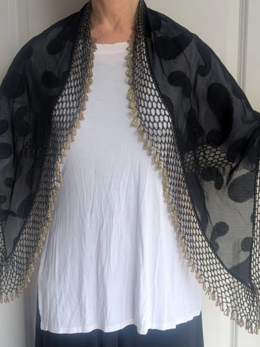 Vintage beaded shawl wrap - Picture 2 of 6